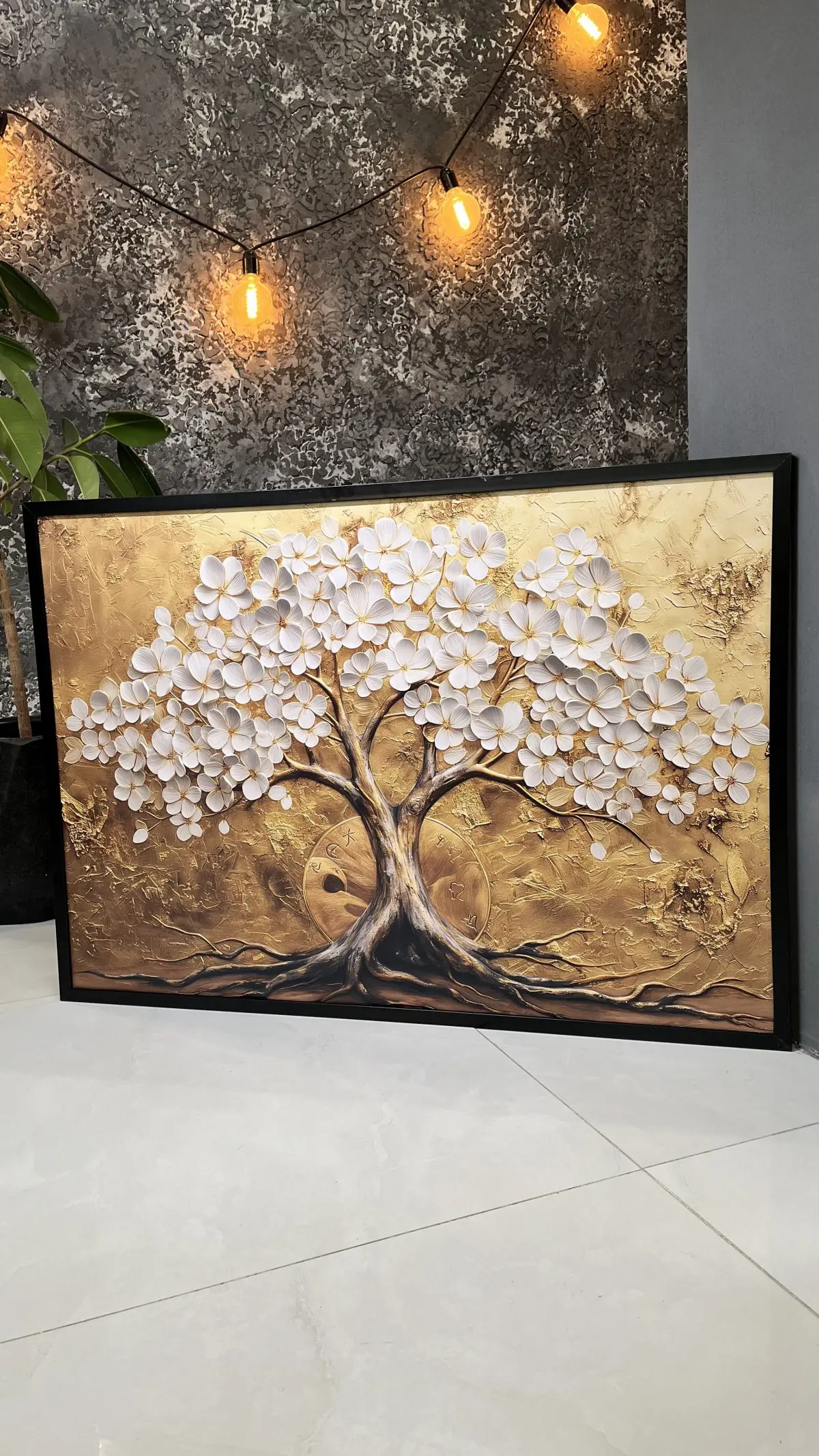 تابلو درخت طلایی سه‌بعدی | اثر هنری خاص برای دکوراسیون لوکس