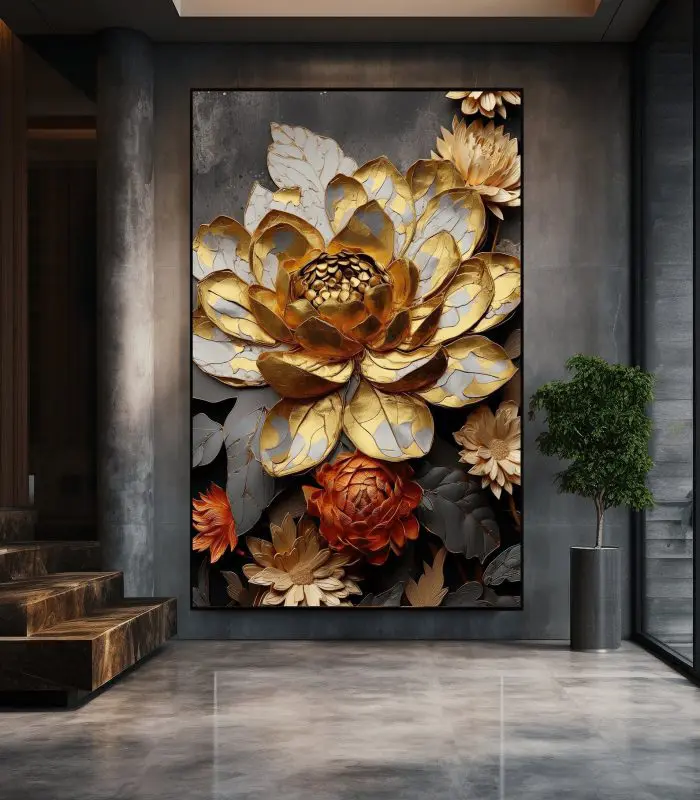 تابلو دکوراتیو شکوفه طلایی