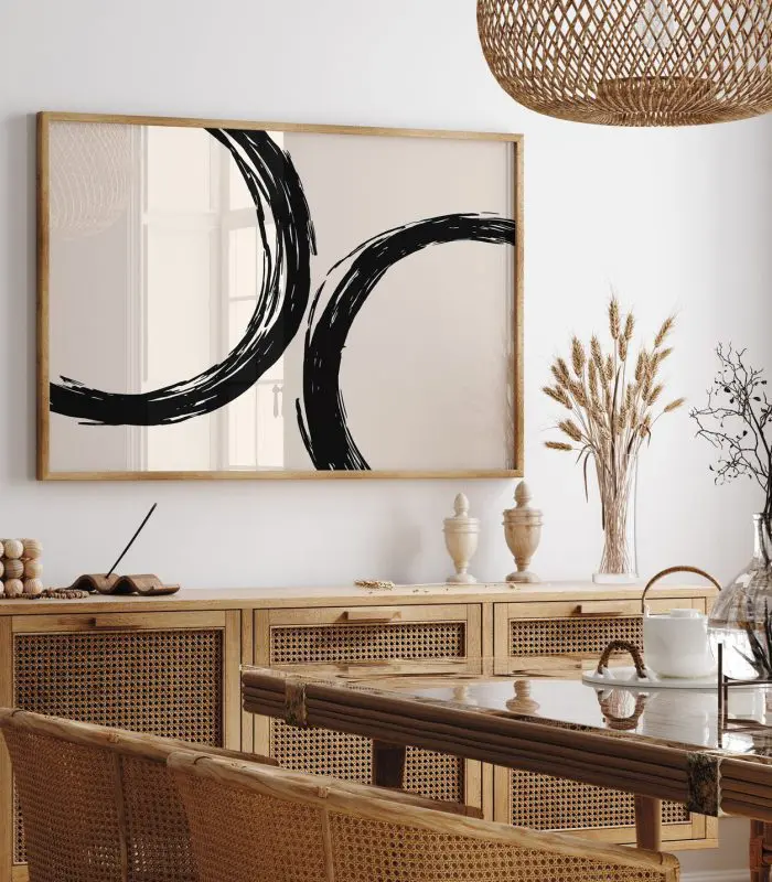 تابلو دکوراتیو مینیمال دو حلقه مشکی