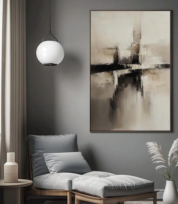 تابلو دکوراتیو مدرن با رنگ‌های خنثی
