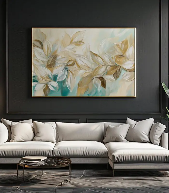 تابلو دکوراتیو برگ طلایی مدرن