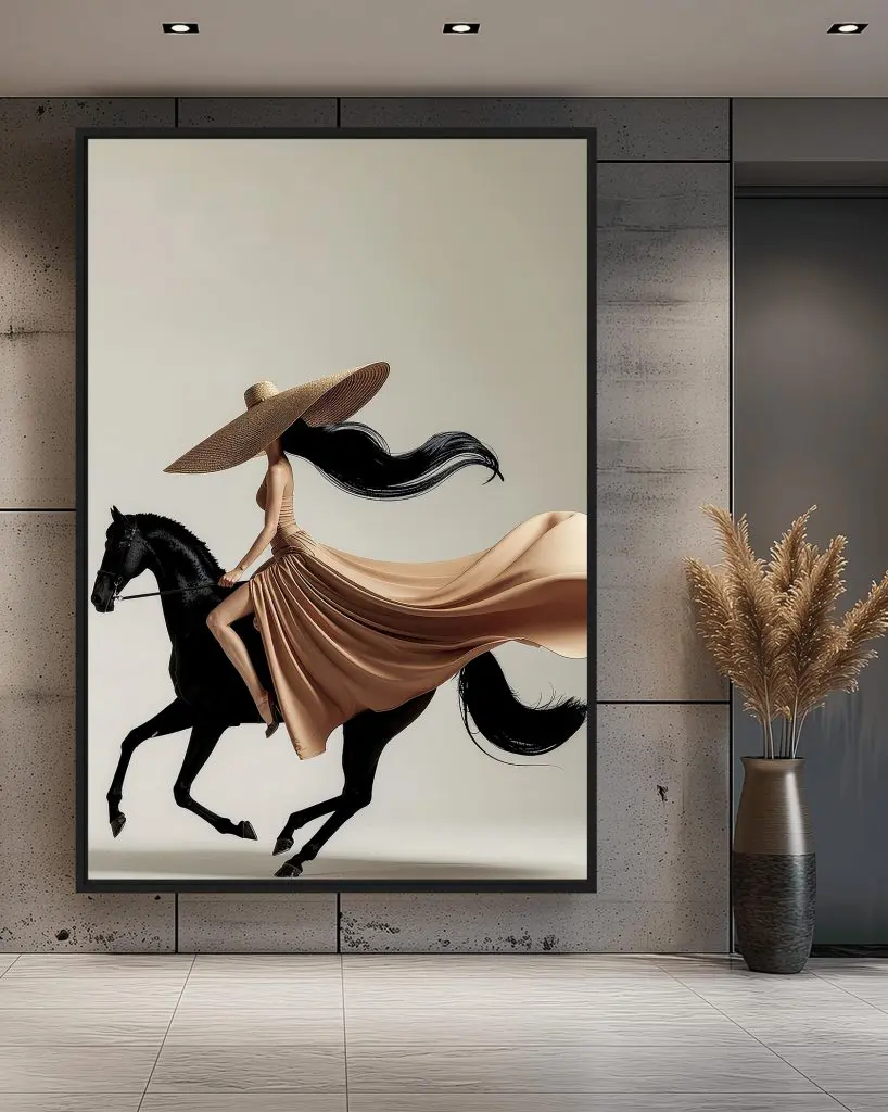 تابلو دکوراتیو بانوی سوارکار لوکس