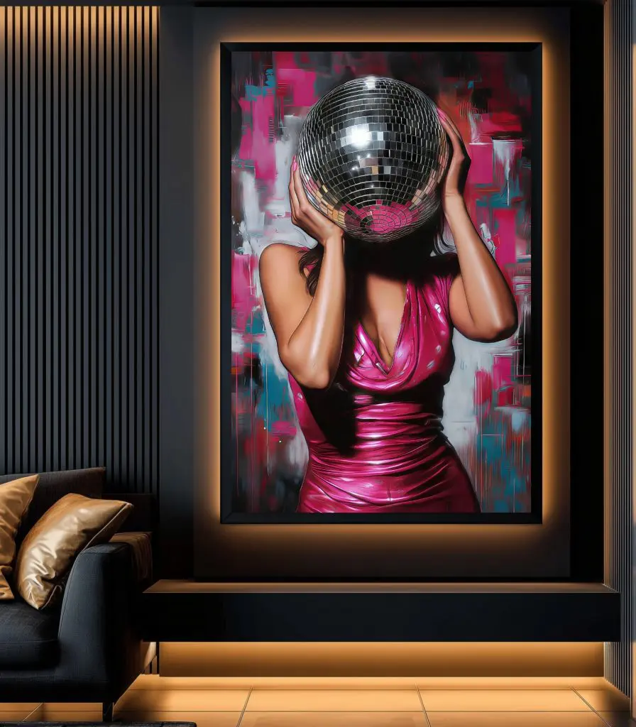 تابلو دکوراتیو مدرن طرح بانوی دیسکو بال