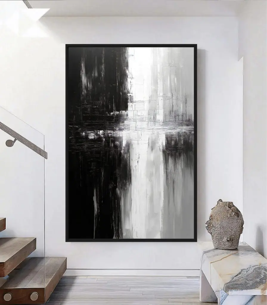 تابلو دکوراتیو آبستره سیاه و سفید
