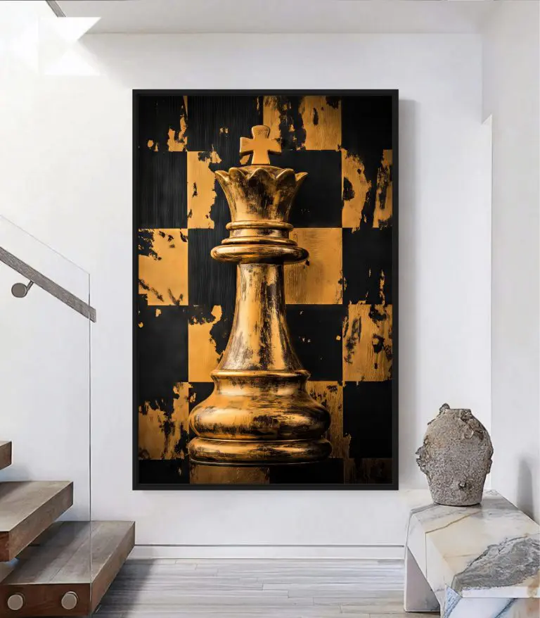 تابلو دکوراتیو شاه شطرنج طلایی