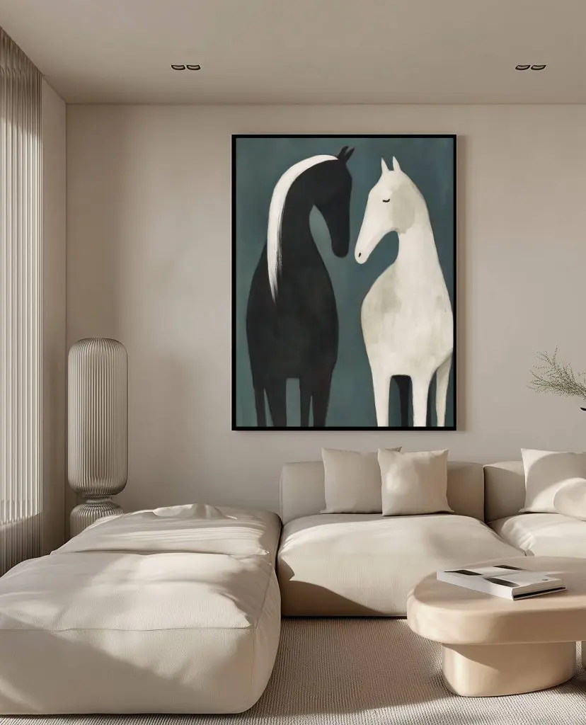 تابلو دکوراتیو اسب‌های مینیمال