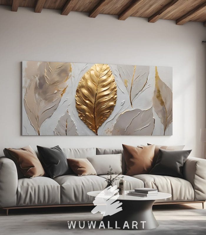 تابلو سه‌بعدی برگ طلایی