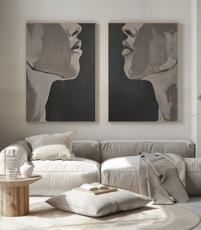 تابلو چهره زن و مرد دو تکه