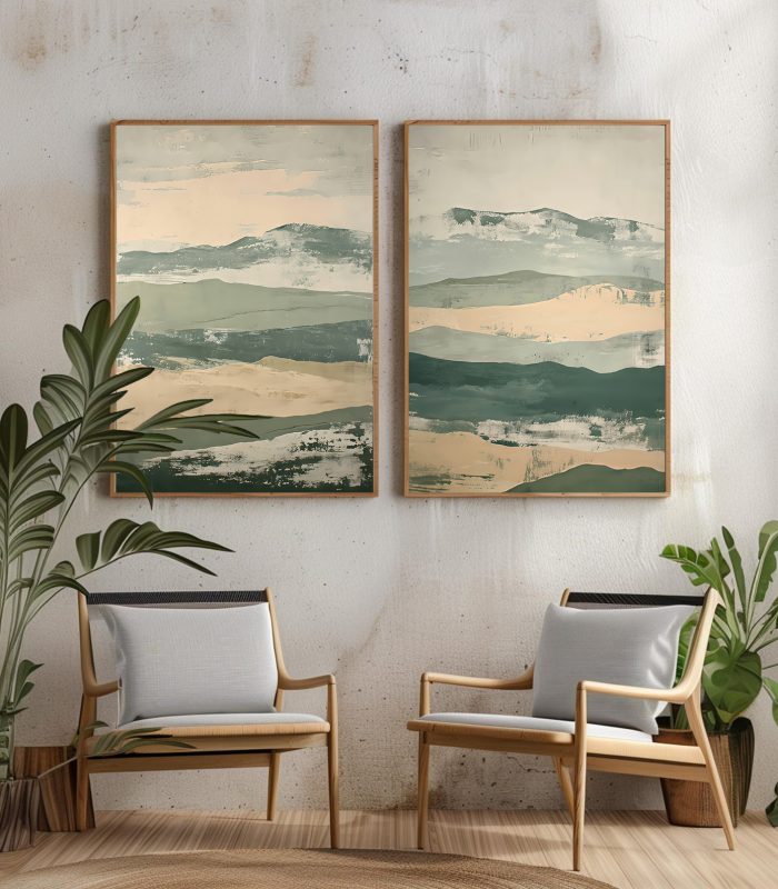 تابلو منظره انتزاعی دو تکه