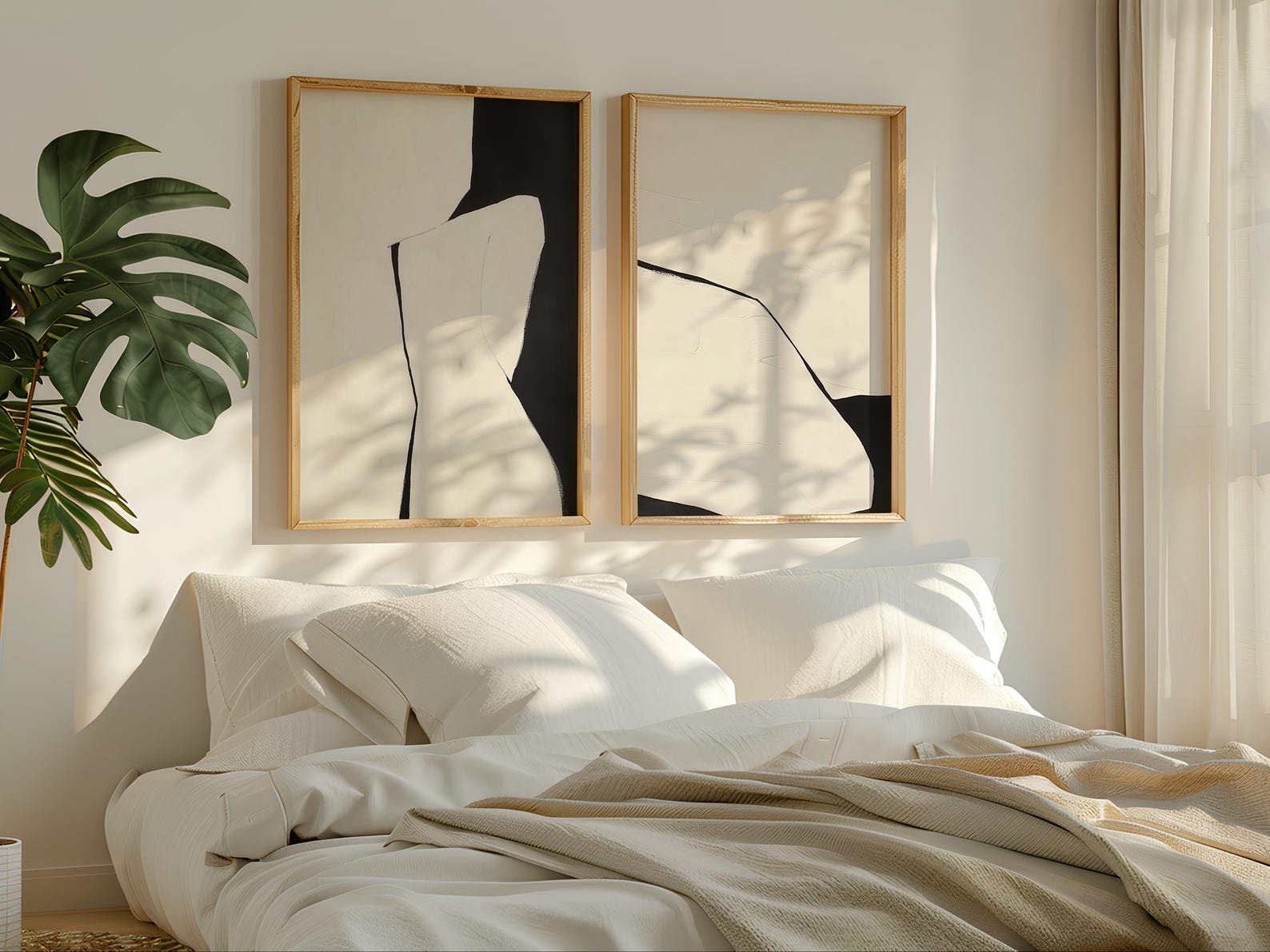 ست 2 تایی تابلو دکوراتیو اشکال انتزاعی