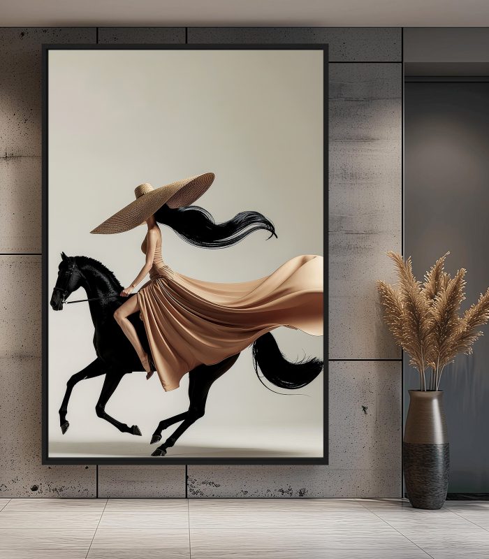 تابلو دکوراتیو بانوی سوارکار لوکس