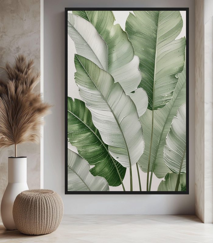 تابلو دکوراتیو برگ‌های پهن استوایی