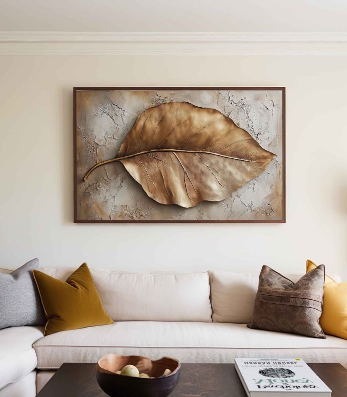 تابلو دکوراتیو مدرن و لوکس طرح برگ طلایی