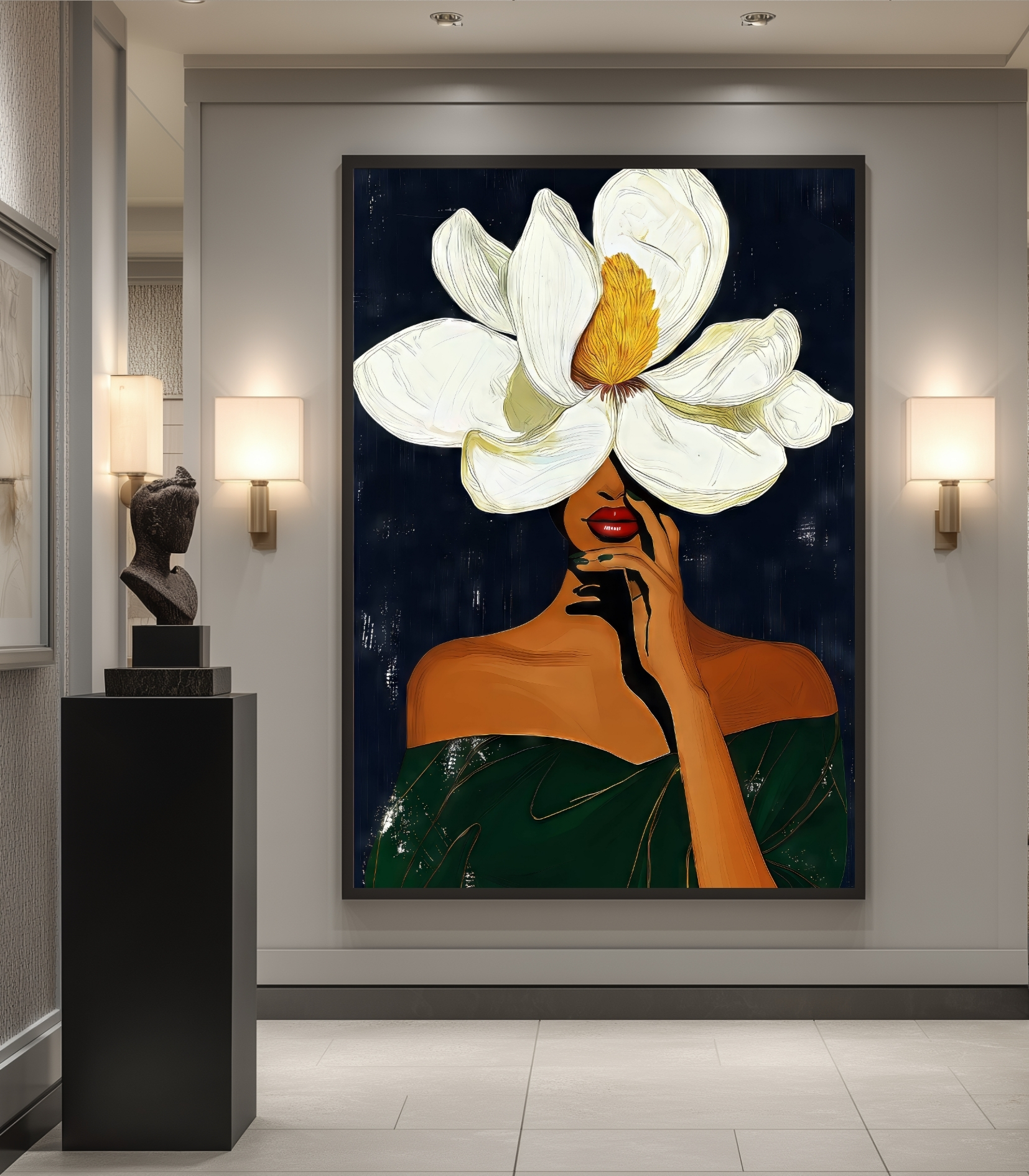 1bb (120) تابلو دکوراتیو مدرن طرح بانوی گلسرشت