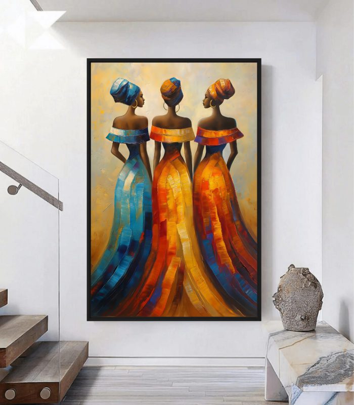 تابلو دکوراتیو مدرن طرح سه بانوی آفریقایی