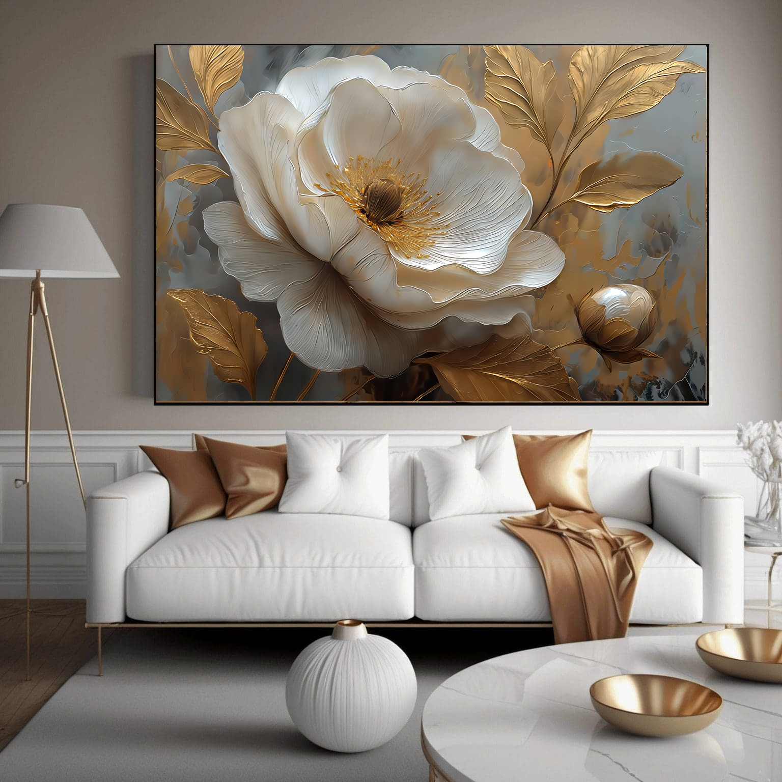 TreeOfLife-1-1536x1536 copy تابلو دکوراتیو لوکس گل سفید و طلایی