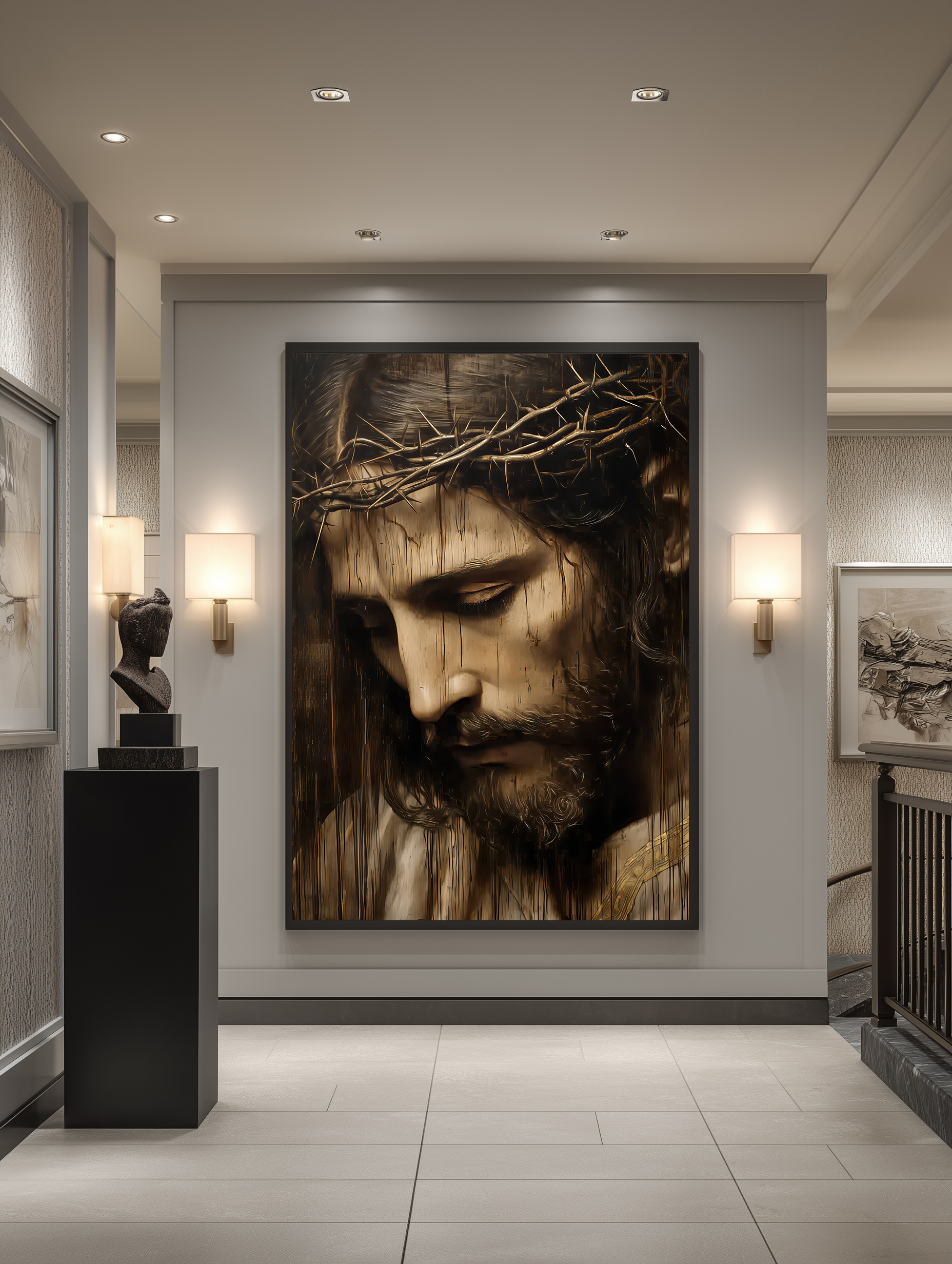 تابلو کلاسیک پرتره مسیح با تاج خار