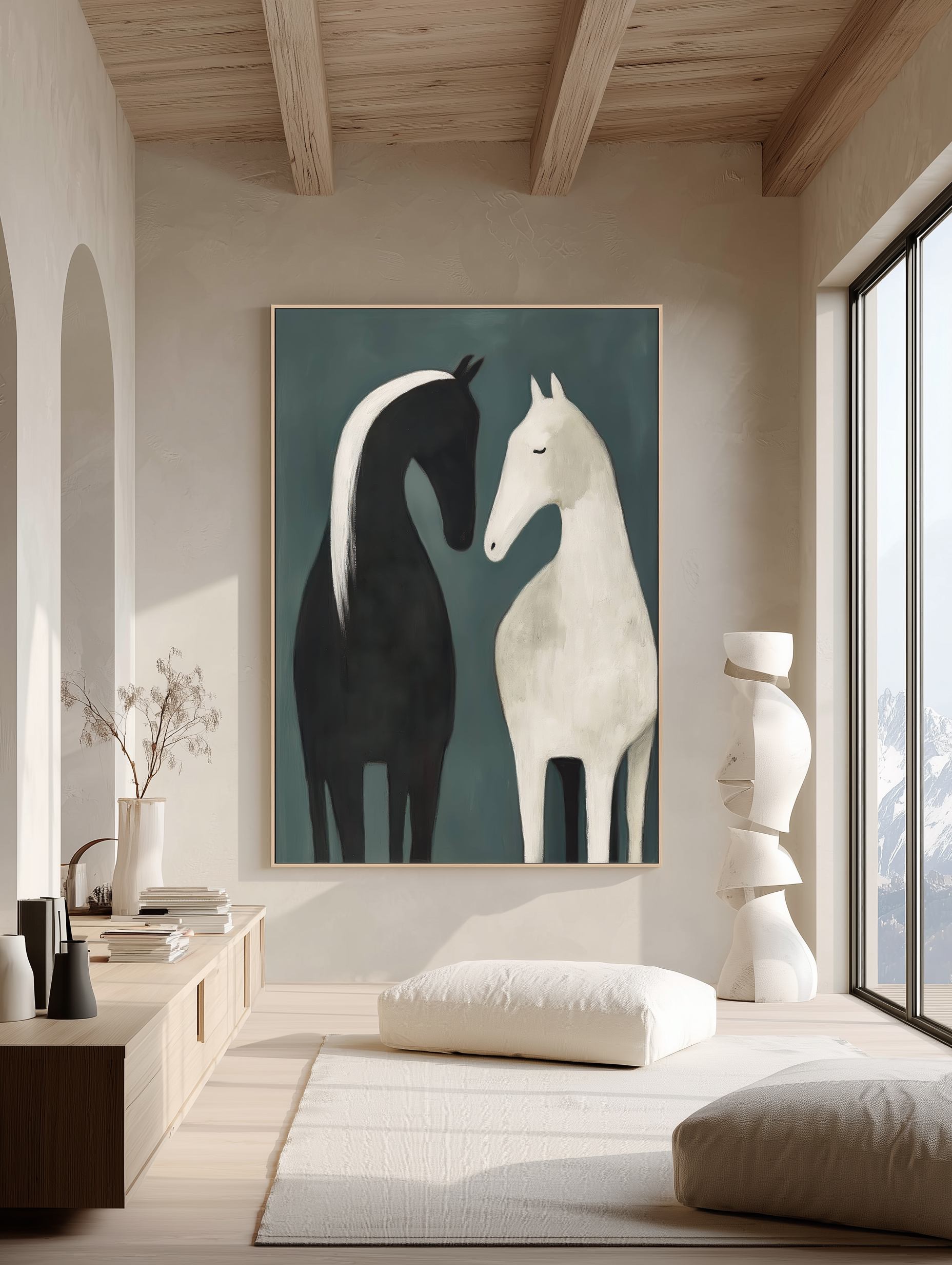 تابلو دکوراتیو اسب‌های مینیمال | مدرن | هنری | مفهومی