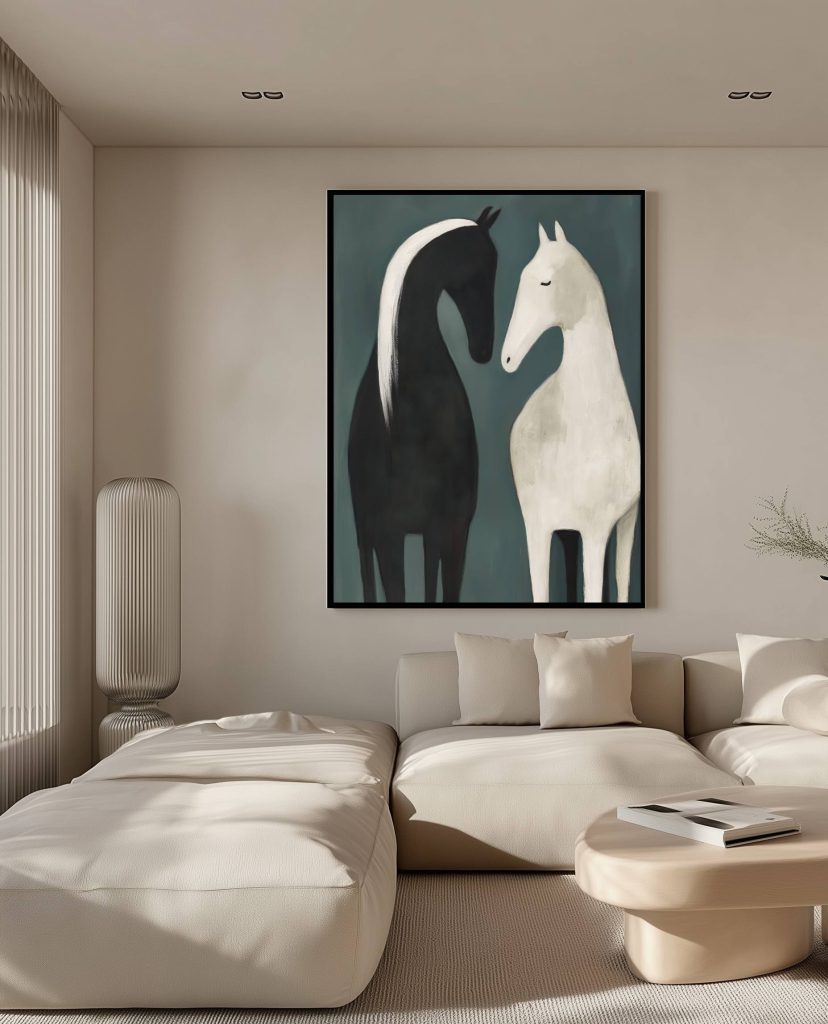تابلو دکوراتیو اسب‌های مینیمال